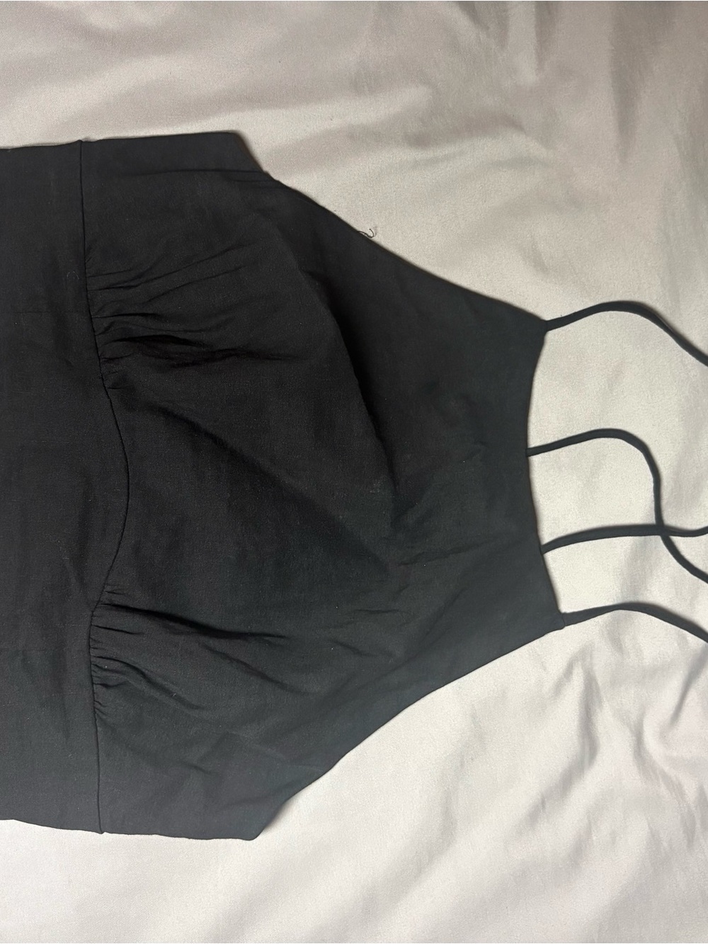 Women’s Black Ruched Camisole Top Cross in the Back